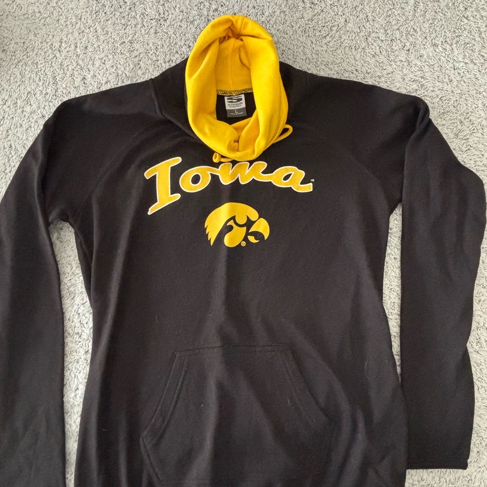 Stadium Athletics Iowa Women's Black and Gold Hoodie